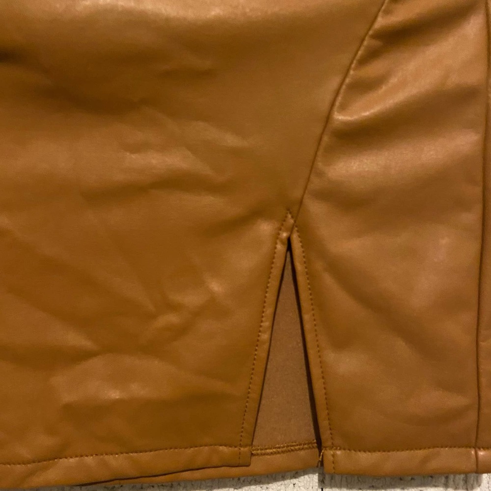 Brand New Leather Mini Skirt with Slit